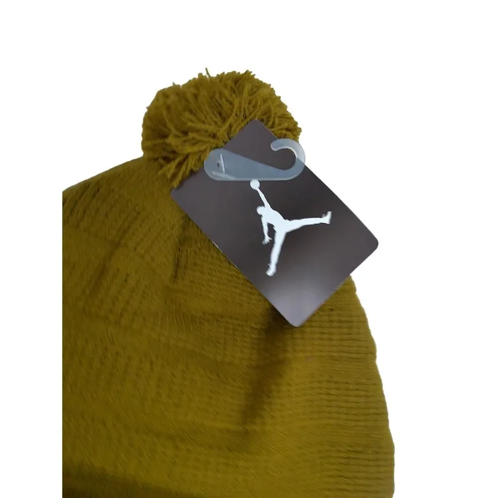 Jordan Youth Cuffed Knit Winter Beanie Hat With Pom Olive Green Size 8